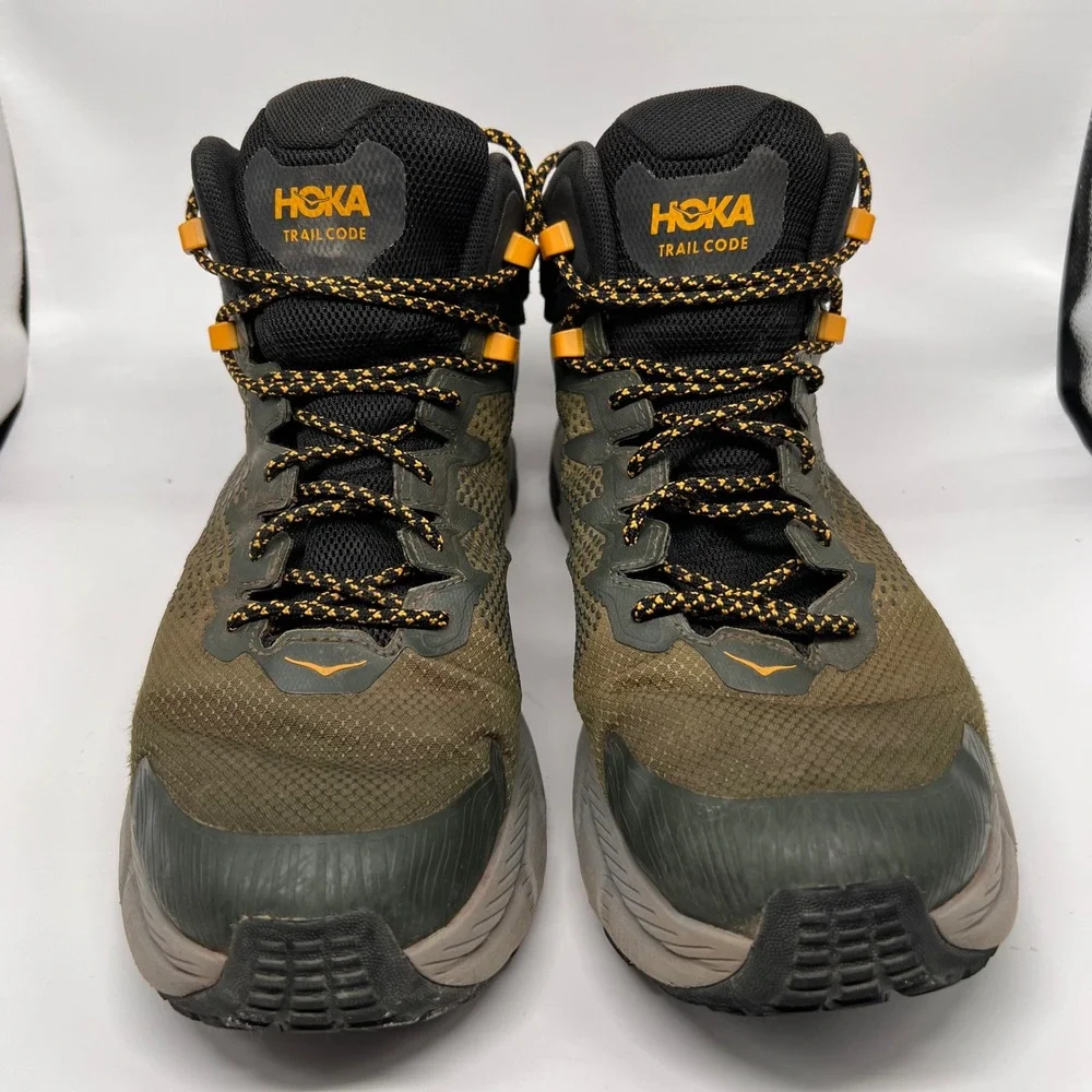 Hoka Trail Code Mid GTX Mens 12 Olive Green GORE-TEX Hiking Boots shoes Walking